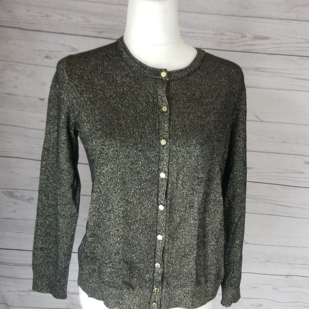 Calvin klein black and gold cardigan with gold col